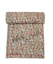 Colcha Kantha laranja estampa floral cobertor reversível rainha Kantha boho hippie comprar usado  Enviando para Brazil