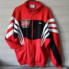 Jaqueta Adidas Trefoil com zíper logotipo pista 3 listras vermelha NOME vintage anos 90 Y2K tamanho GG comprar usado  Enviando para Brazil
