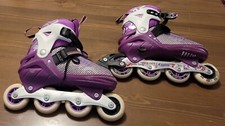 Usado, Patins Crazy Skates LED ajustáveis em linha roxos tamanho G rodas dianteiras acendem comprar usado  Enviando para Brazil