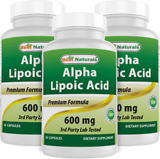 Pacote com 3 Best Naturals ácido alfa lipóico 600 mg 60 cápsulas - Antioxidantes ALA comprar usado  Enviando para Brazil