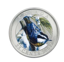 Usado, 2007 Canadá 25 centavos - Nuthatch colorido vermelho-peito comprar usado  Enviando para Brazil