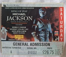 Michael Jackson - History World Tour - Wembley Stadium 12/07/97  #010322 Ticket comprar usado  Enviando para Brazil