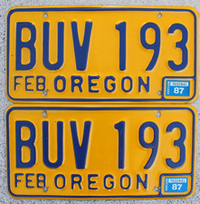 1987 oregon license for sale  Fallon