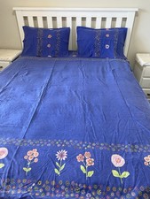 Capa Doona cama queen size azul com flores coloridas e fronhas combinando comprar usado  Enviando para Brazil
