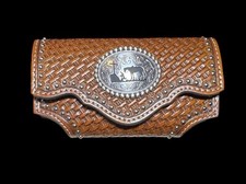 Capa de celular de couro NOCONA Cowboy Western 4,5" x 2,5" x 1,5" clipe gira comprar usado  Enviando para Brazil