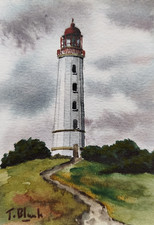ORIGINAL AQUARELL -  Leuchtturm Dornbusch auf Hiddensee. comprar usado  Enviando para Brazil