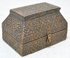 Baú de armazenamento de madeira vintage caixa de joias original feito à mão latão ajustado comprar usado  Enviando para Brazil