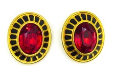 🌻 Brincos com clipe de cristal vermelho tom dourado Swarovski Swan vintage assinado comprar usado  Enviando para Brazil