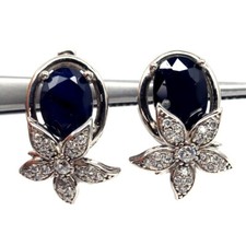 Prata esterlina 925 6 x 8 mm. Brincos de safira azul e zircão branco comprar usado  Enviando para Brazil