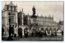 c1910 Pomnik Mickiewicza Krakow Rynek Polska RPPC Photo Postcard, używany na sprzedaż  Wysyłka do Poland