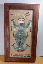 Pintura de arte navajo areia "Mãe Terra" emoldurada de madeira comprar usado  Enviando para Brazil