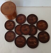 Porta-copos havaianos vintage retrô Aloha palmeiras conjunto de 11 com caixa de madeira comprar usado  Enviando para Brazil