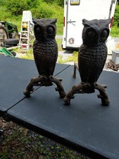Andirons antigos de ferro fundido para lareira coruja comprar usado  Enviando para Brazil
