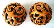 2~ORNATO~Perfurado~LARANJA~Decorativo~3,5"~Argila~GESSO~Bola de Tapete~LARANJA~Barroco comprar usado  Enviando para Brazil
