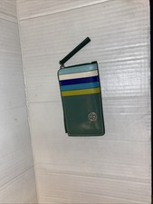 Carteira TORY BURCH com zíper superior pulseira couro cartão estojo verde moeda bolsa designer comprar usado  Enviando para Brazil