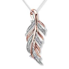 Pingente de amuleto de penas extravagantes de diamante simulado corte redondo 2 quilates folheado a ouro rosa 14k comprar usado  Enviando para Brazil