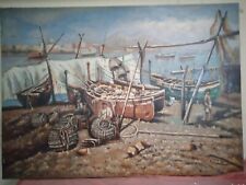 Quadro paesaggio pescatori usato  Palermo