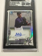 2021 Adael Amador Bowman Chrome refrator Prospect automático /499 SGC 10/10 comprar usado  Enviando para Brazil