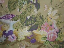 Tecido de algodão vintage primavera floral insetos frutas natureza morta ~ Verde amarelo rosa comprar usado  Enviando para Brazil