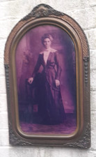 Foto vitoriana 1900 mãe moldura ornamentada de madeira original vidro bolha convexo comprar usado  Enviando para Brazil