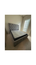 gray tufted queen frame bed for sale  Rhome