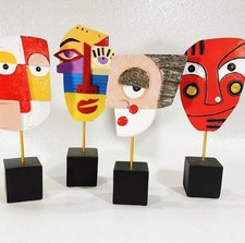 4 peças Hccmlove rosto estátuas resina escultura abstrata arte Picasso Esque decoração base comprar usado  Enviando para Brazil