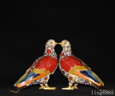 Estátua chinesa antiga de bronze Cloisonne Fengshui animal da paz pombo um par comprar usado  Enviando para Brazil