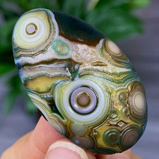 23G Naturalny zielony kryształ z agatu gobi Okrągły wzór mineralne uzdrawianie na sprzedaż  Wysyłka do Poland