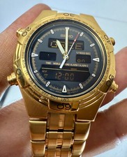 Usado, Seiko H021-8018 World Timer cronógrafo relógio tom dourado 40,5 mm alarme duplo, original comprar usado  Enviando para Brazil