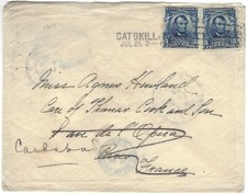 Máquina Hampden cancelar 1903 Catskill NY tipo B-8 die c na capa para a França BOM! comprar usado  Enviando para Brazil