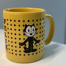 Caneca de chá vintage Felix The Cat amarela preta 1994 RARA, usado comprar usado  Enviando para Brazil