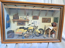 Vintage Motocicleta Garagem Loja Diorama Miniatura Harley 14x9,5" Caixa de Sombra comprar usado  Enviando para Brazil