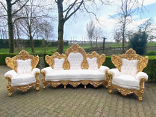 Conjunto de sofá: XL barroco rococó trono folha de ouro 3 peças assentos de luxo vintage comprar usado  Enviando para Brazil