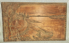 VTG RUSTYKALNA KOTKA FINLANDIA RZEŹBIONA DREWNIANA ŚCIANA ARTYSTYCZNA KABINA z/ŁODZIĄ NA PLAŻY M Kuparinen ?, używany na sprzedaż  Wysyłka do Poland