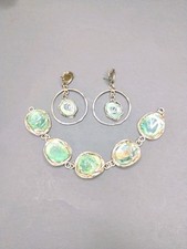 Pulseira e brincos de prata esterlina de vidro romano 0,925 assinados pelo ZOHAR comprar usado  Enviando para Brazil