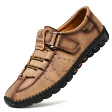 Sapatos casuais masculinos de couro dividido gancho loop mocassins rasos tênis para caminhada caminhada comprar usado  Enviando para Brazil