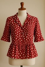 Romantyczna 😍 czerwona bluzka 👚 w groszki 👚 styl retro vintage lata 60 50 na sprzedaż  PL