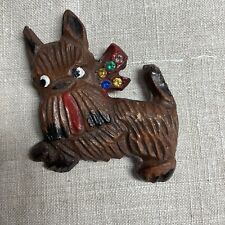 PIN DE PERRO ESCOCÉS compuesto de madera y estrás vintage, perrito diseño poco común años 30 segunda mano  Embacar hacia Mexico