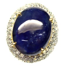 Prata esterlina 925 17 x 22 mm. Anel masculino azul profundo de safira e zircão tamanho 10, usado comprar usado  Enviando para Brazil
