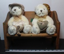 2 ursinhos de pelúcia raros 8" Russ Berrie coração pulsação com banco muito fofo!! comprar usado  Enviando para Brazil
