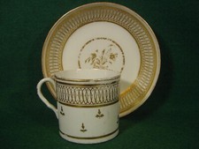 Xícara de café e pires Chamberlain com design dourado C1800 porcelana inglesa antiga comprar usado  Enviando para Brazil