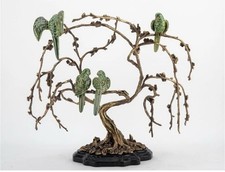 ESCULTURA ESTATUETA DE PÁSSAROS PAPAGAIO EM GALHOS DE ÁRVORES DE PORCELANA E BRONZE comprar usado  Enviando para Brazil