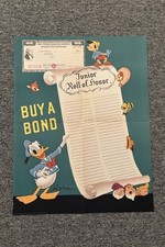 Pôster original da Disney da Segunda Guerra Mundial Junior Roll Of Honor compre um vínculo 1944 Pato Donald comprar usado  Enviando para Brazil