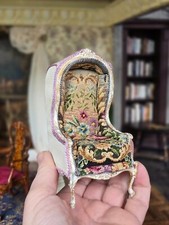 Casa de bonecas artesanal miniatura Maritza Moran cadeira dossel ponta de agulha OOAK 2016 comprar usado  Enviando para Brazil