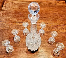 Usado, Conjunto de 7 peças de licor de vinho cristal chumbo conjunto decantador 6 copos utensílios de bar DESLUMBRANTE!  comprar usado  Enviando para Brazil