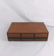 Vintage 3 Drawer 48 Cassette Tape Desktop Cabinet Holder Wooden Storage  80's 70 comprar usado  Enviando para Brazil