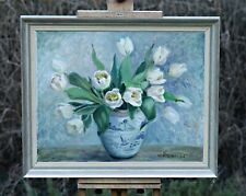 Naemi Wiede (1895-1985) - Martwa natura z białymi tulipanami, obraz olejny na płótnie na sprzedaż  PL
