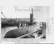 1958 Press Photo Submarino Nuclear da Marinha dos EUA Skate em Groton, Connecticut. comprar usado  Enviando para Brazil