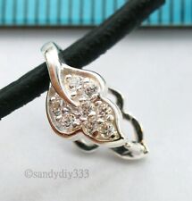 1x PINGENTE DE FOLHA DE CRISTAL PRATA ESTERLINA CZ FECHO DESLIZANTE FIANÇA 12,5mm #1650 comprar usado  Enviando para Brazil
