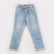 Hollister Jeans Feminino 3R Bolsa de Papel Azul Denim Cinto Bainha Crua Lavagem Leve 26x27 comprar usado  Enviando para Brazil